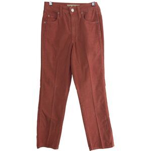 AMO Womens Chloe Straight Leg High Rise Crop Corduroy Pants Peach Orange Size 25